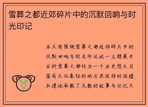 雪葬之都近郊碎片中的沉默回响与时光印记